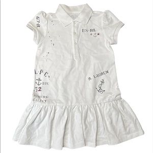 Ralph Lauren Graphic Dress 24 Months White Short Sleeves Bloomer Diaper Cover Up